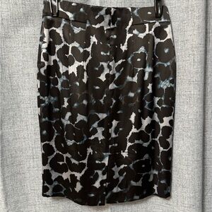 Silk Ann Taylor Black and Gray Animal Print Pencil Skirt